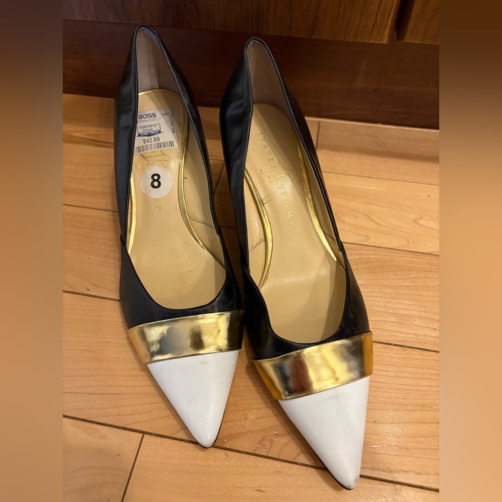 Ivanka Trump Black, White and Gold 3” Heels
